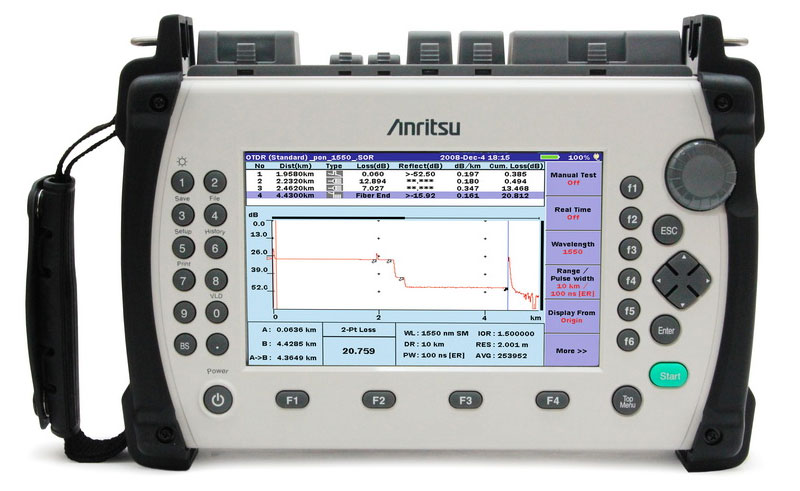Рефлектометр оптический ANRITSU MT9083A2-055 SM, 37/35.5/32.5 dB 1310/1550 и 1650 nm с фильтром, PM, SLS, FC адаптер