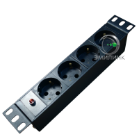 Блок розеток 10, 4 розетки Schuko с индикатором питания. Максимальная мощность потребления: 4,0 кВт.