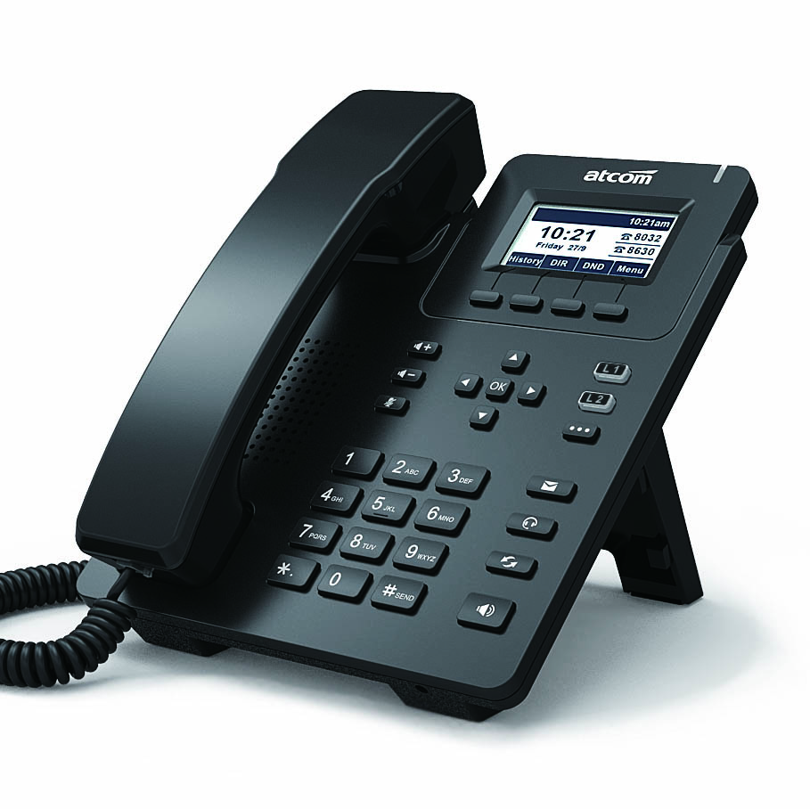 ATCOM D20 IP-телефон, чб LCD 2,36", 2x10/100TX, 6 SIP линий, БП в комплекте