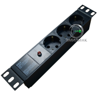 Блок розеток 10, 3 розетки Schuko с индикатором питания. Максимальная мощность потребления: 4,0 кВт, 2 м.