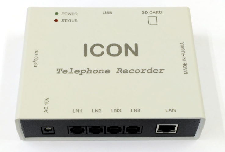 ICON TR4NS - 4-канальное устройство записи переговоров, запись на карту SDHC (до 1100 часов), Ethernet, USB, WEB-интерфейс