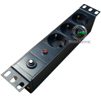 Блок розеток 10, 3 розетки Schuko с индикатором питания и защитой (автоматом). Максимальная мощность потребления: 4,0 кВт. (черный)