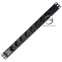 Блок розеток 19, 9 розеток Schuko без выключателя, 2 м.