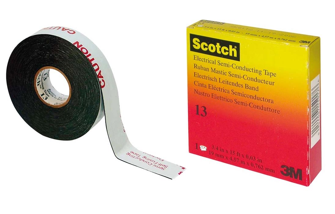 Scotch 13 (120805-00033) самослипающаяся полупроводящая резиновая лента, 19мм х 4,5м