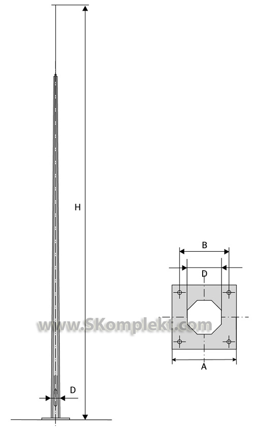 ZANDZ Молниеприемник вертикальный 18 м (оцинк. сталь; с закладными под фундамент)