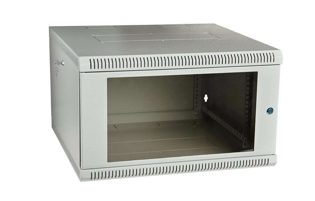 Шкаф телекоммуникационный настенный разборный со съемными боковыми стенками 19”,9U(600x450), ШТ-НСрМ-9U-600-450-С дверь стекло