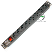 Блок розеток 19, 8 розеток Schuko 16А с выключателем. Максимальная мощность потребления: 4,0 кВт.