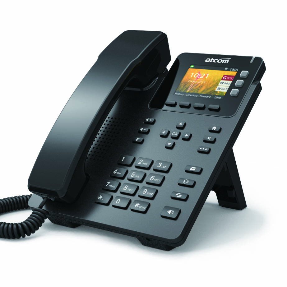 ATCOM D32 IP-телефон, цветной TFT 2,56", 2x10/100/1000T, 6 SIP линий, БП в комплекте