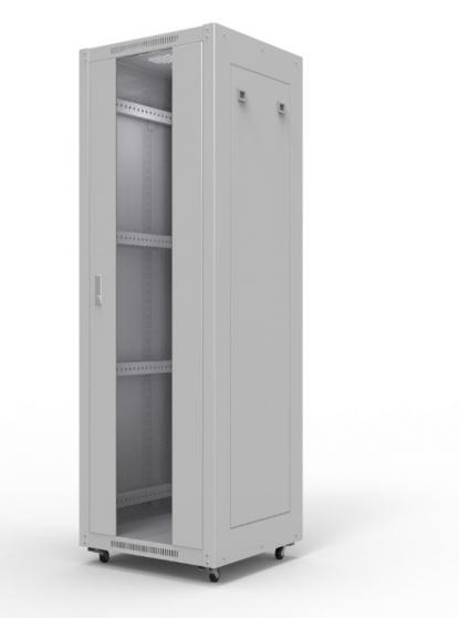 19 напольный шкаф СТАНДАРТ 32U 600x600 мм, передняя дверь стекло, боковые стенки несъемные