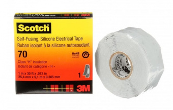 Scotch 70 (7000006225) - самослипающаяся,силиконовая резиновая изоляционная лента, 25мм х 9м