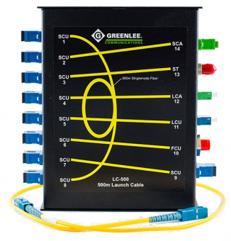 Greenlee LC-500 - компенсатор мертвой зоны 500м для SM волокна с адаптерами FC/UPC, SC/UPC, SC/APC, ST/UPC, LC/UPC, LC/APC